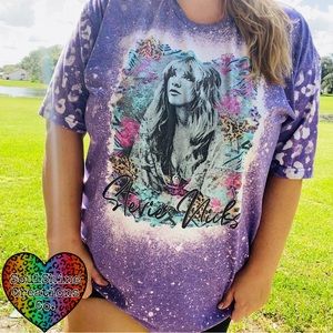 Stevie Nicks Bleached Shirt Leopard Print Sleeves